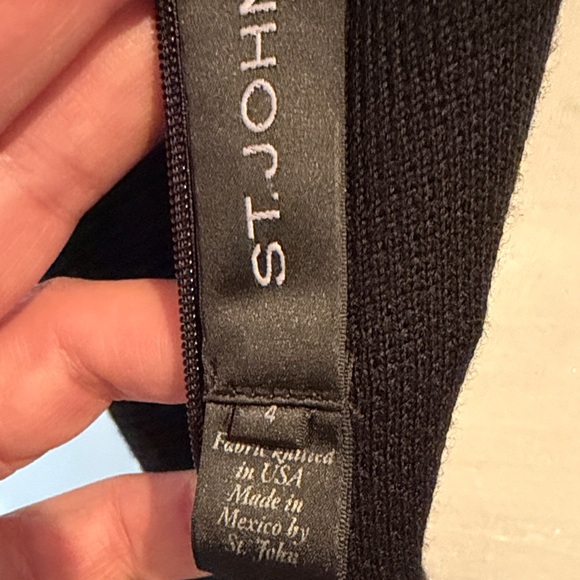 St John Elegant Knit Black Dress with Scalloped Edge - Picture 5 of 6